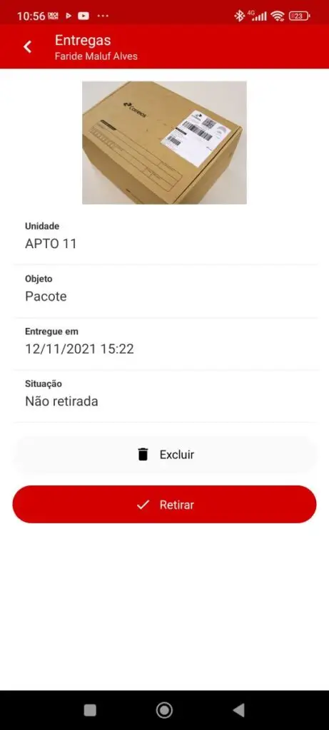 App Facyl - notificação de pacotes